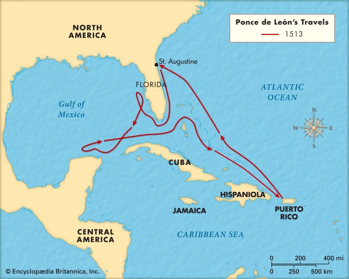 Map of ponce de leon route