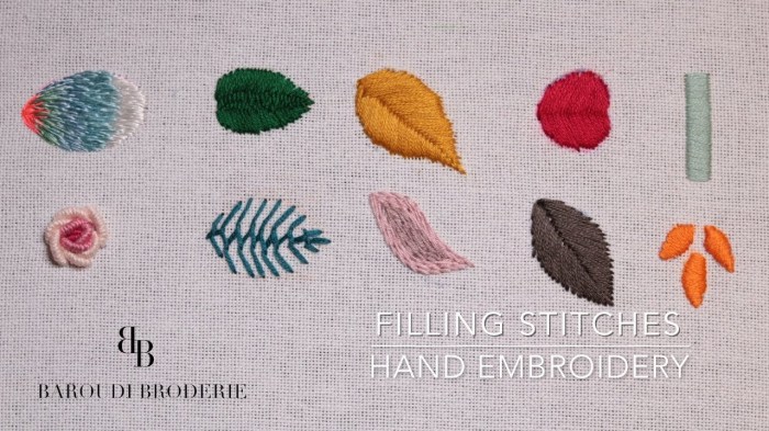 Embroidery stitches for filling large areas