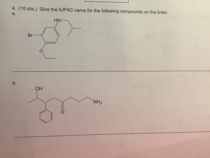 Give the name for the following compounds