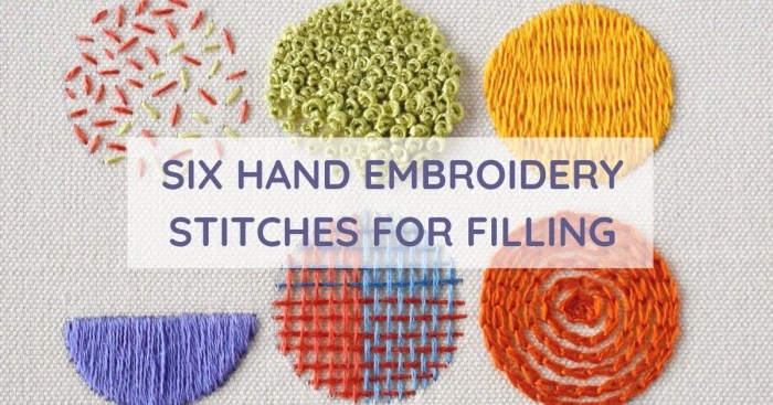 Embroidery stitches for filling large areas