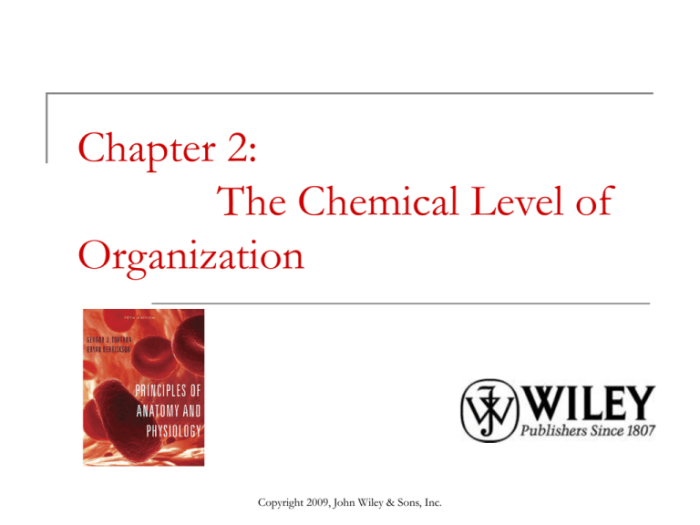 Chapter 2: the chemical level of organization